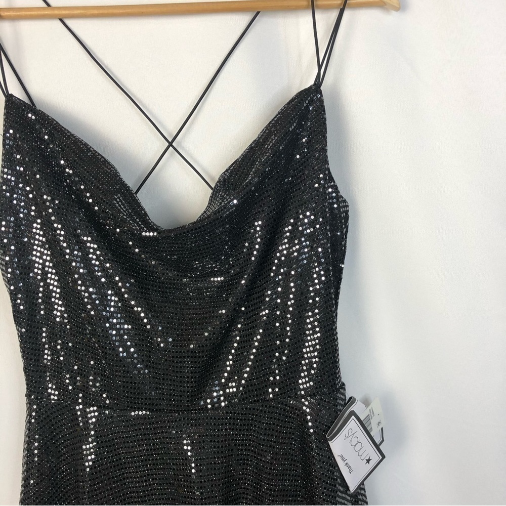 B. Darlin Black Pewter Cowl Neck Skater Mini Dress M - Picture 5 of 5